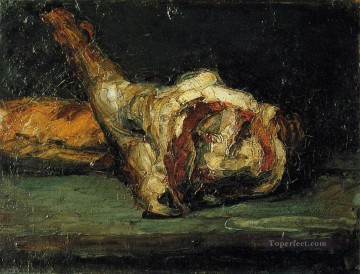  cordero Pintura al %C3%B3leo - Bodegón Pan y pierna de cordero Paul Cezanne